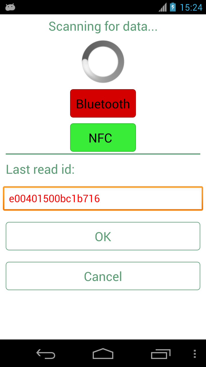 RFID scanning via NFC